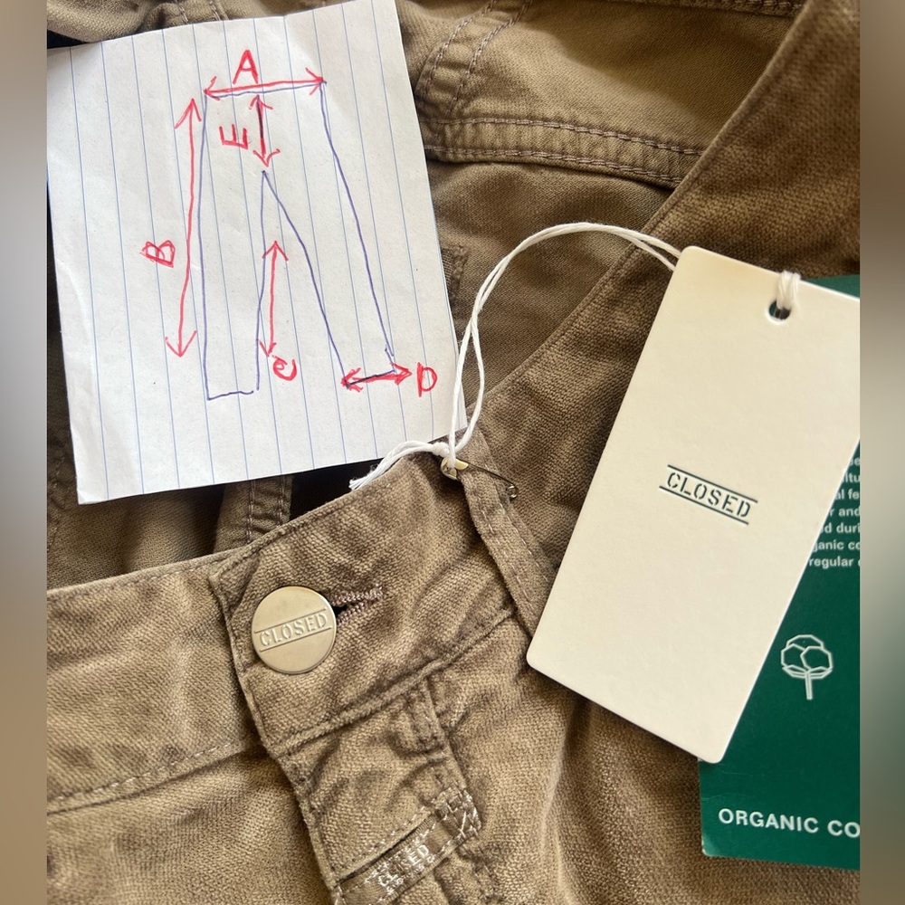 NWT $298 Closed Italy Baker Velvet 5 Pocket Jeans Size 26 beige - Picture 8 of 13